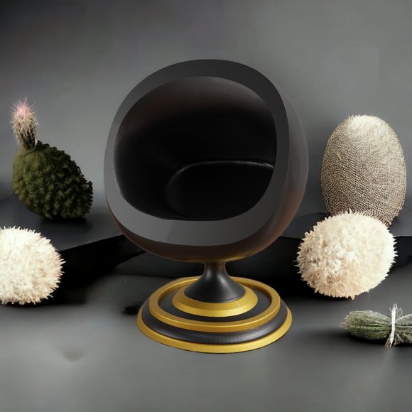 Space Age Mid Century Modern Space Chair Planter Retro Inspired Home Decor Black - Picture 8 of 9